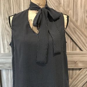 Black & White Poka Dot Tie Blouse